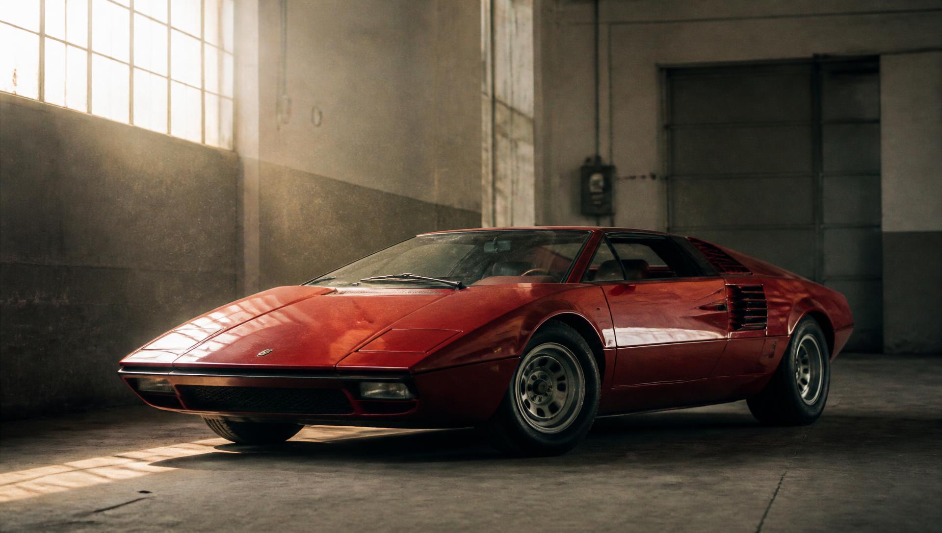 Automobile De Tomaso dans un atelier de Modène